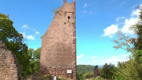 The-Three-Castles-of-Eguisheim-is-in-the-centre-is-the-oldest,-Wahlenbourg,-with-its-lord’s-residence,-property-of-the-Count-of-Eguisheim,-Hugues-IV