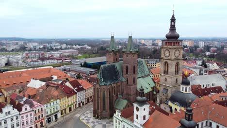 Cathedral-Of-The-Holy-Spirit-At-Large-Historical-Square-In-Hradec-Kralove,-Czech-Republic