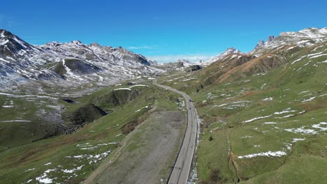 Scenic-Mountain-Road-in-French-Pyrenees,-France---Aerial-4k