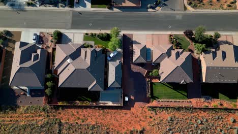 Top-Down-View-Of-Houses-In-Hurricane-City-In-Utah---Drone-Shot