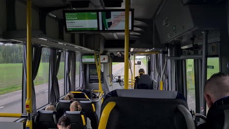 Driving-on-Local-Bus-in-Countryside-of-Sweden,-Passenger-POV