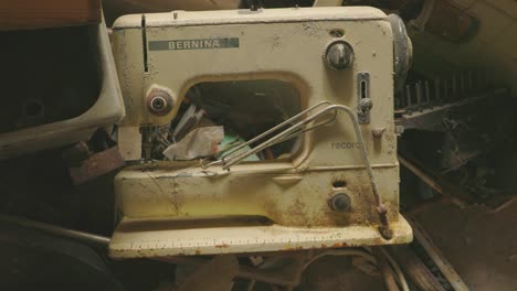 Old-abandoned-mid-20th-century-Bernina-Record-Series-sewing-machine-found-in-a-pile-of-rusty-junk