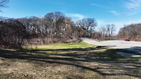 A-pin-for-Disc-Golf-at-a-local-park-in-early-spring