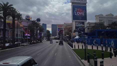 Las-Vegas,-Nevada-USA,-Driving-on-Strip-at-Twilight-Point-of-View