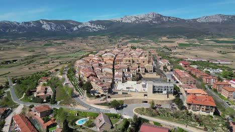 Beautiful-Village-Laguardia-in-La-Rioja-Alavesa,-North-Spain---Aerial-4k