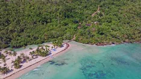 Aerial-shot-of-Cano-Frio-beaches-in-Las-Galeras,-Samana,-Dominican-Republic