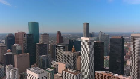 High-angle-aerial-of-the-downtown-Houston,-Texas-area