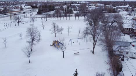 Hermosas-Vistas-Aéreas-Invernales-De-La-Ciudad-De-Winnipeg,-Canadá