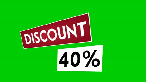 Rabatt-Von-40-%-Textanimations-Grafiken,-Geeignet-Für-Ihre-Flash-Verkäufe,-Black-Friday,-Shopping-Projekte,-Geschäftskonzept-Auf-Greenscreen