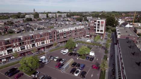 City-planning,-infrastructure-and-urban-development-seen-from-above-with-city-reveal