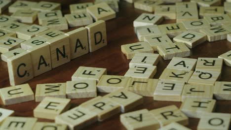 Country-word-CANADA-in-close-up-view:-Wooden-Scrabble-tile-letters