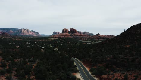 Drone-shot-of-an-empty-highway-in-Arizona's-rural-desert