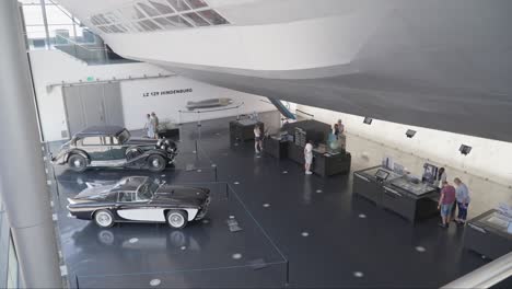 High-angle-shot-of-vintage-cars-at-Zeppelin-Museum-in-Friedrichshafen,Germany