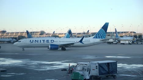 A-United-Boeing-737-MAX-Airplane-at-ORD-Airport-Ramp-prior-Departure