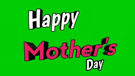 Happy-mother's-day-text-word-animation-motion-graphics-on-green-screen-video-elements