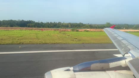 Airplane-with-one-engine-take-off-from-commercial-airport-on-the-runway