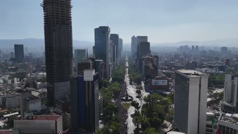 Reforma-Avenue-in-Mexico-City-while-Women's-Day-march-occurs