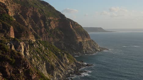 Coast-Of-Chapman's-Peak-Drive-In-Cape-Town,-South-Africa---Drone-Shot