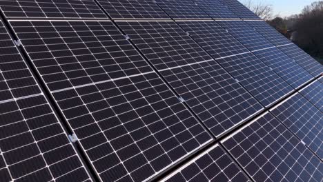 Close-Up-Of-PV-System-On-A-Rooftop---Drone-Shot