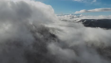 Thick-Fog-And-Clouds-Surrounding-Sedona-In-Arizona---Drone-Shot