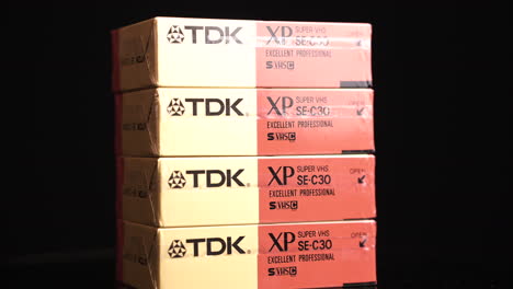TDK-Super-VHS-Video-Cassette-Tapes,-Close-Up