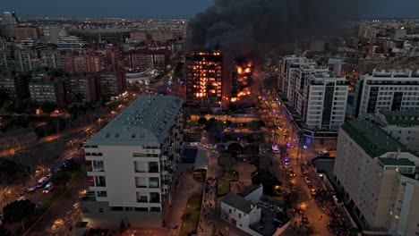 Burning-building-in-Valencia-captured-with-drone