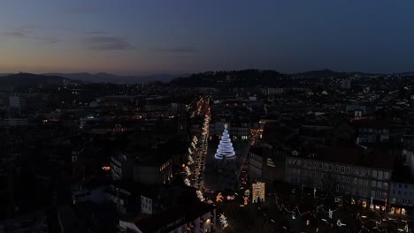 City-Christmas-Holiday-Street-Decorated-Aerial-View