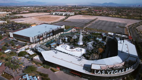 Aerial-View,-Las-Vegas-Ballpark-and-City-National-Ice-Skating-Rink-in-Summerlin,-Nevada-USA