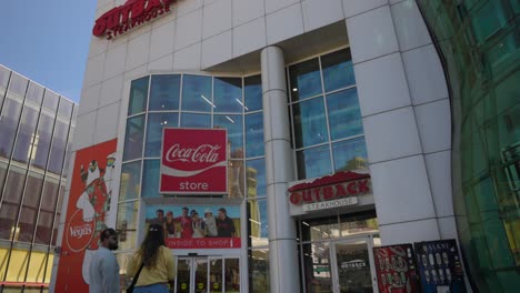 Coca-Cola-Store-And-Outback-Steak-House-At-Jouvence-Eternelle-in-Las-Vegas,-Nevada,-USA