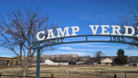 Camp-Verde-State-Historic-Park,-Arizona-USA,-Fort-From-Apache-Wars-Era,-Old-Military-Post-Gate