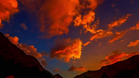 Time-lapse-moving-clouds-passing-golden-sky-after-sunset-sunrise-sun-nature