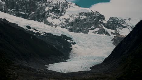 Mountains-And-Glacier-In-Lago-Argentino,-Argentina---Drone-Shot