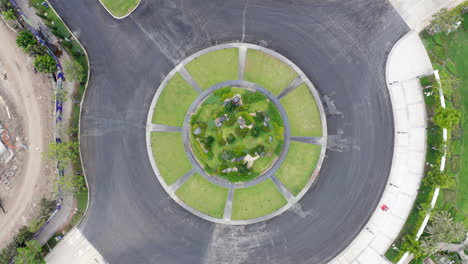 Aerial-Rising-Shot-of-Roundabout.-4K-Drone