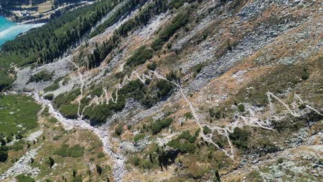 Steep-Hike-Trail-Route-to-Olpererhutte-in-Zillertal-Alps,-Austria---Aerial-4k