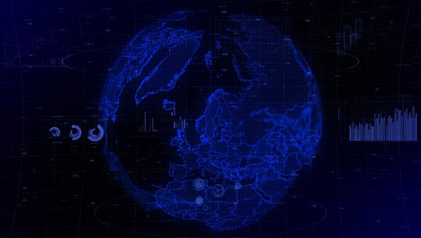 Der-Rotierende-Videohintergrund-Eines-Filmischen-Digitalen-Globus-Zeigt-Das-Land-Schweden-Mit-Zoom