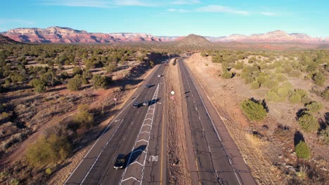 Aerial-View-of-Traffic-on-Arizona-89a-State-Route-Between-Sedona-and-Cottonwood