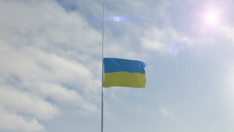 Flagge-Der-Ukraine-Auf-Halbmast,-Was-Einen-Großen-Verlust-Darstellt