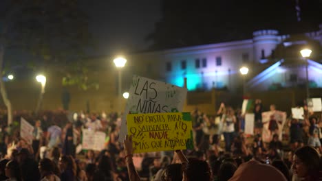 Feminismo,-Podemos-Hacerlo,-Pancarta-De-Protesta,-Activista-Con-Cartel-Participando-En-Una-Manifestación-Masiva-De-Acción-De-Empoderamiento-Feminista