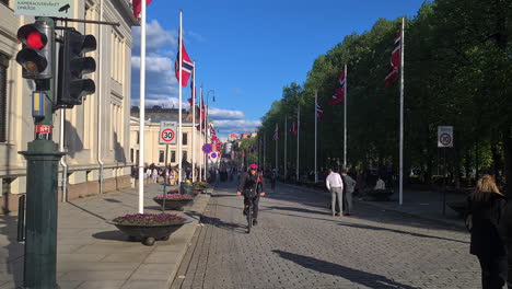 Karl-Johans-Street-in-Downtown-Oslo,-Norway-on-17th-of-May,-Constitution-Day-and-National-Holiday