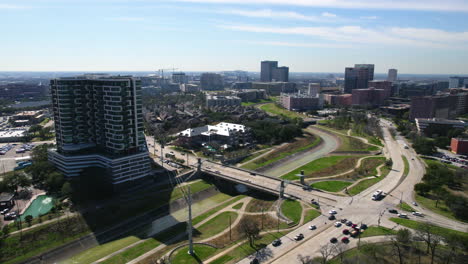 Drone-Shot,-Houston-Medical-Center-Area-Buildings,-Hospitals,-Clinics-and-Hotels-Texas-USA