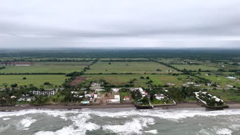 Drone-shot-of-hotels-and-fields-of-veracruz