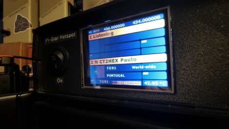 Amateur-radio-hotspot-digital-communications-display-time-lapse-scrolling-through-receive-and-transmit-broadcast-stations