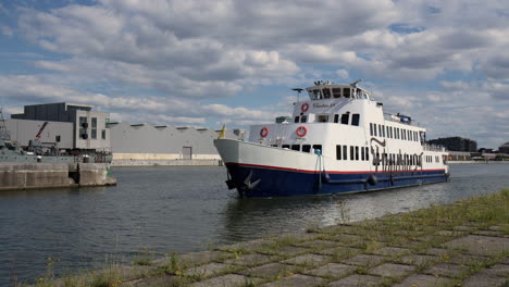 Passenger-Ship-Cruising-In-The-Harbor-Of-Antwerp-In-Belgium