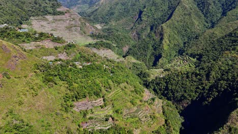 Far-drone-footage-of-the-famous-Batad-green-rice-terraces-in-north-Philippines-during-dawn