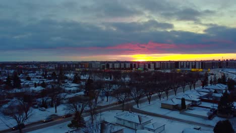 Hermosas-Vistas-Aéreas-Invernales-De-La-Ciudad-De-Winnipeg,-Canadá