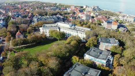 aerial-shot-of-a-dutch-village-called-domburg-in-zeeland,-the-netherlands