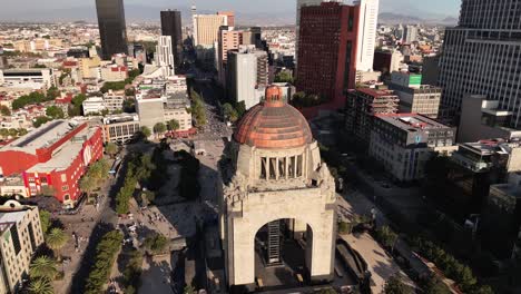 Aerial-view-of-the-Monument-to-the-Revolution-at-sunset-in-CDMX