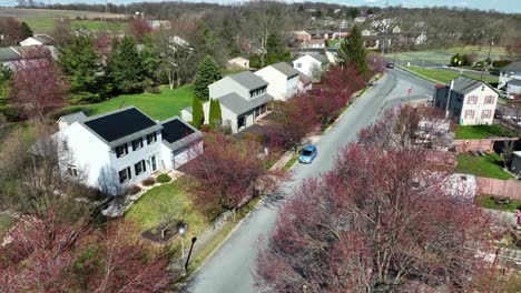 Solar-panel-Units-on-top-of-house-in-american-Suburb