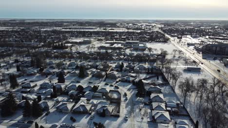 beautiful-winter-aerial-views-of-the-city-of-Winnipeg,-Manitoba,-Canada