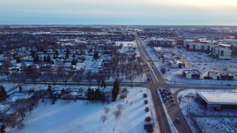 Hermosas-Vistas-Aéreas-Invernales-De-La-Ciudad-De-Winnipeg,-Manitoba,-Canadá